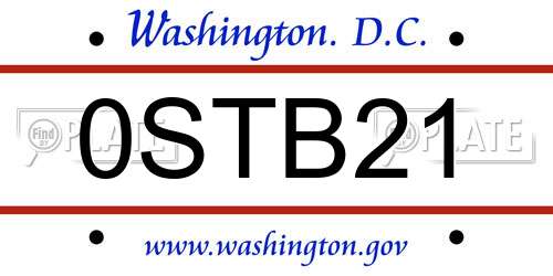 0STB21 District Of Columbia License Plate