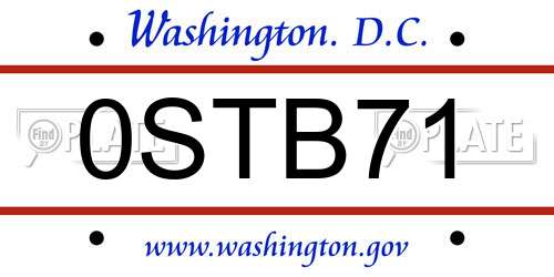 0STB71 District Of Columbia License Plate