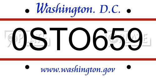 0STO659 District Of Columbia License Plate