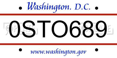 0STO689 District Of Columbia License Plate