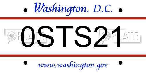 0STS21 District Of Columbia License Plate