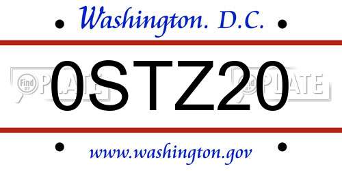 0STZ20 District Of Columbia License Plate