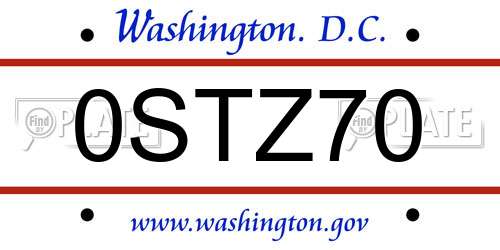 0STZ70 District Of Columbia License Plate