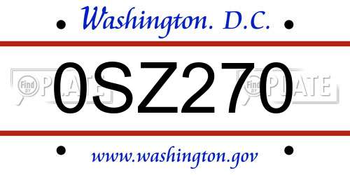0SZ270 District Of Columbia License Plate