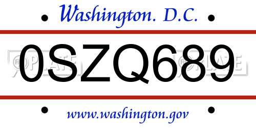 0SZQ689 District Of Columbia License Plate