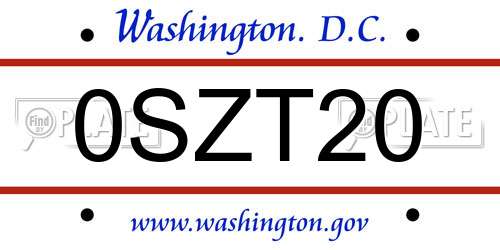 0SZT20 District Of Columbia License Plate