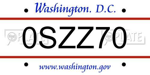 0SZZ70 District Of Columbia License Plate