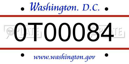 0T00084 District Of Columbia License Plate