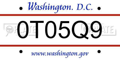 0T05Q9 District Of Columbia License Plate