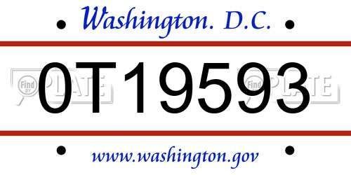 0T19593 District Of Columbia License Plate