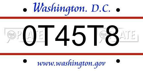 0T45T8 District Of Columbia License Plate