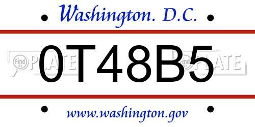 0T48B5 District Of Columbia License Plate