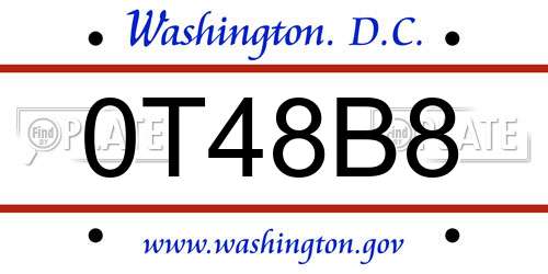 0T48B8 District Of Columbia License Plate