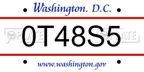 0T48S5 District Of Columbia License Plate