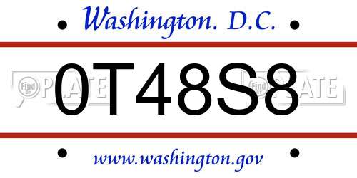 0T48S8 District Of Columbia License Plate