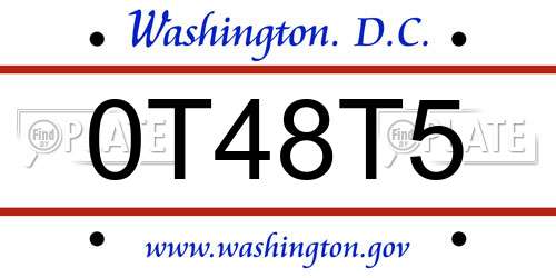 0T48T5 District Of Columbia License Plate