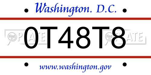 0T48T8 District Of Columbia License Plate
