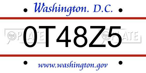 0T48Z5 District Of Columbia License Plate