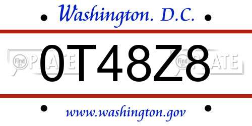 0T48Z8 District Of Columbia License Plate
