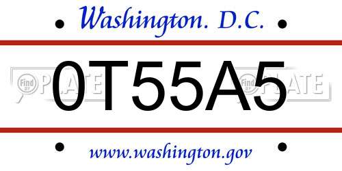 0T55A5 District Of Columbia License Plate