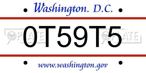 0T59T5 District Of Columbia License Plate