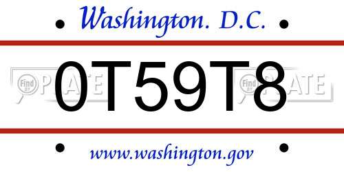 0T59T8 District Of Columbia License Plate