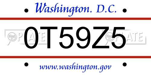 0T59Z5 District Of Columbia License Plate