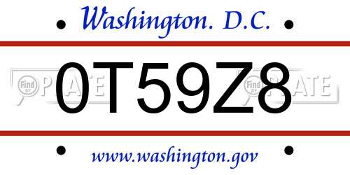 0T59Z8 District Of Columbia License Plate