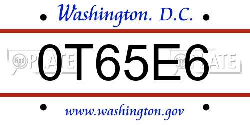 0T65E6 District Of Columbia License Plate