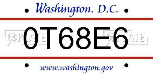 0T68E6 District Of Columbia License Plate