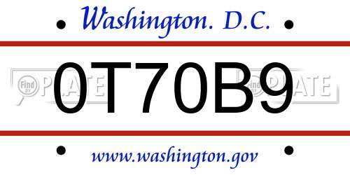 0T70B9 District Of Columbia License Plate