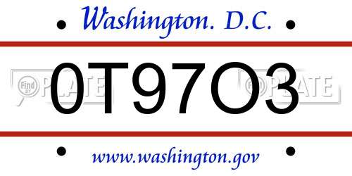 0T97O3 District Of Columbia License Plate