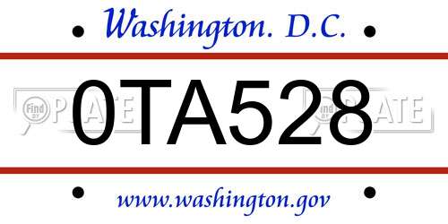 0TA528 District Of Columbia License Plate