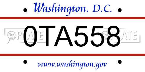 0TA558 District Of Columbia License Plate