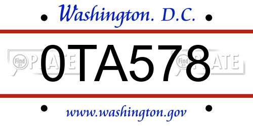 0TA578 District Of Columbia License Plate