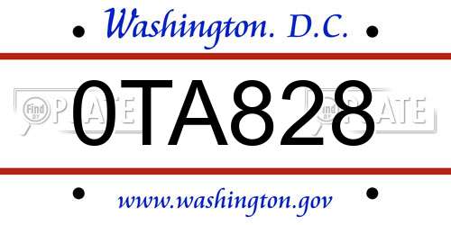 0TA828 District Of Columbia License Plate
