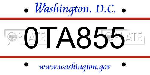 0TA855 District Of Columbia License Plate