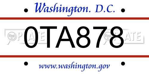 0TA878 District Of Columbia License Plate