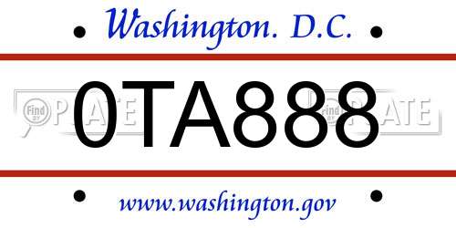 0TA888 District Of Columbia License Plate