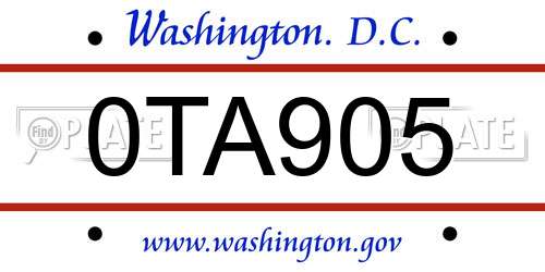 0TA905 District Of Columbia License Plate