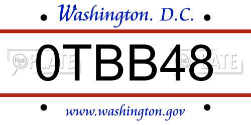 0TBB48 District Of Columbia License Plate