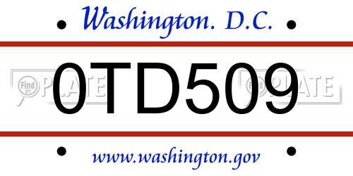 0TD509 District Of Columbia License Plate