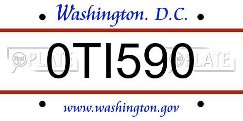 0TI590 District Of Columbia License Plate