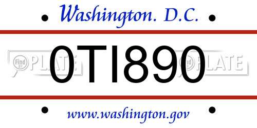 0TI890 District Of Columbia License Plate