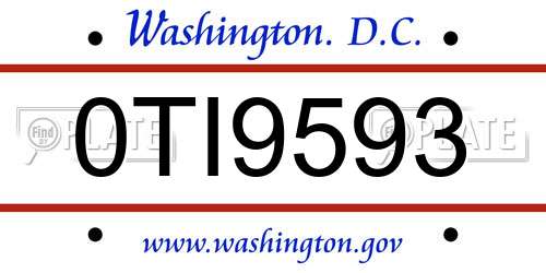 0TI9593 District Of Columbia License Plate
