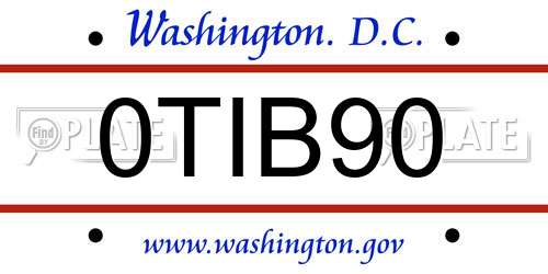 0TIB90 District Of Columbia License Plate