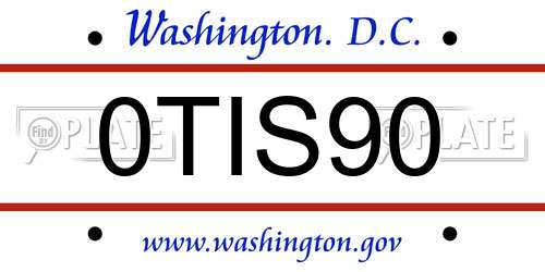 0TIS90 District Of Columbia License Plate