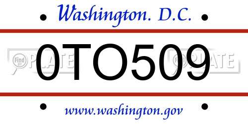 0TO509 District Of Columbia License Plate