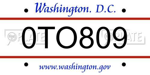 0TO809 District Of Columbia License Plate