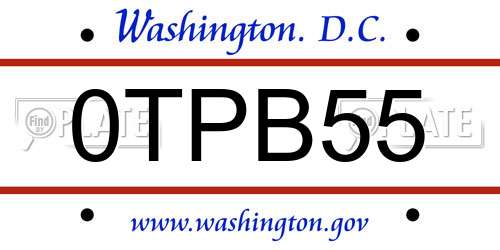 0TPB55 District Of Columbia License Plate